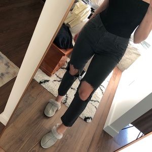 Charcoal Ripped Boyfriend Jeans